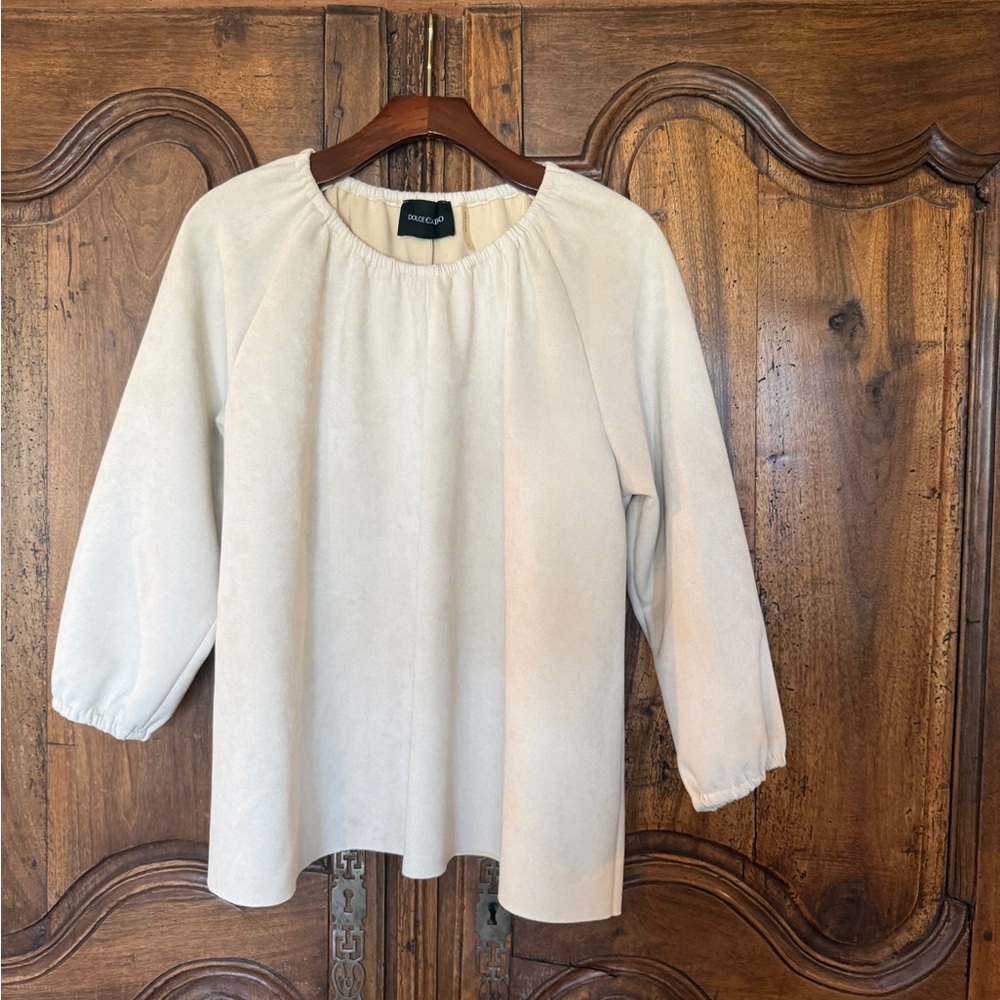 Faux Suede Top Cream